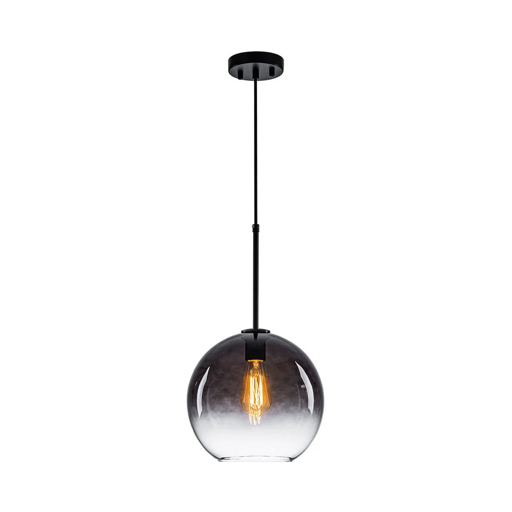 Modern Minimalist 1-light Smoked Grey Tinted Glass Globe Pendant - Image 9