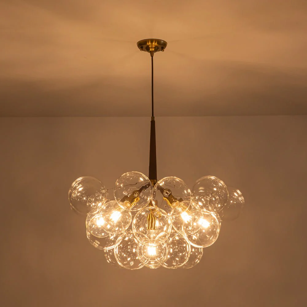 Mocha Mousse Clear Glass Globe Cluster Bubble Chandelier - Image 17