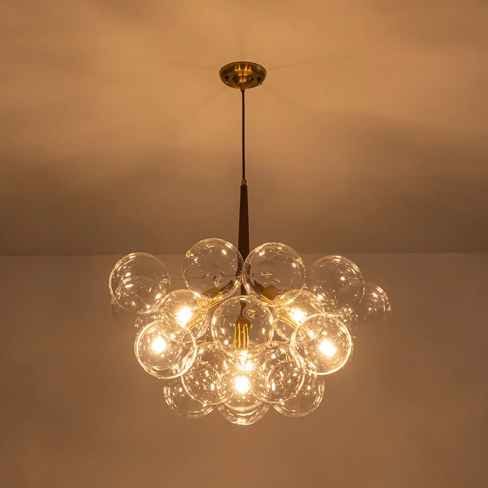 Mocha Mousse Clear Glass Globe Cluster Bubble Chandelier - Image 18