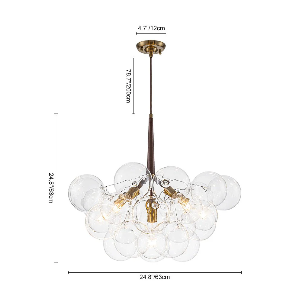 Mocha Mousse Clear Glass Globe Cluster Bubble Chandelier - Image 19