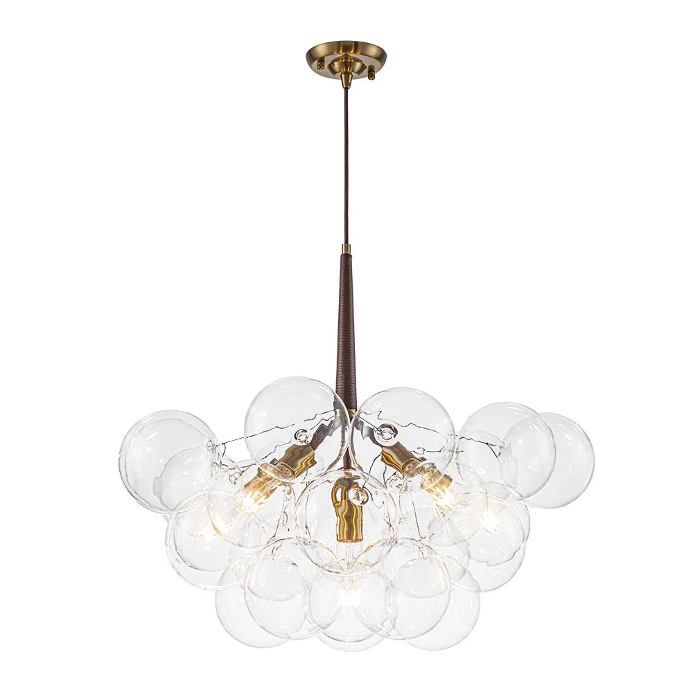 Mocha Mousse Clear Glass Globe Cluster Bubble Chandelier - Image 3
