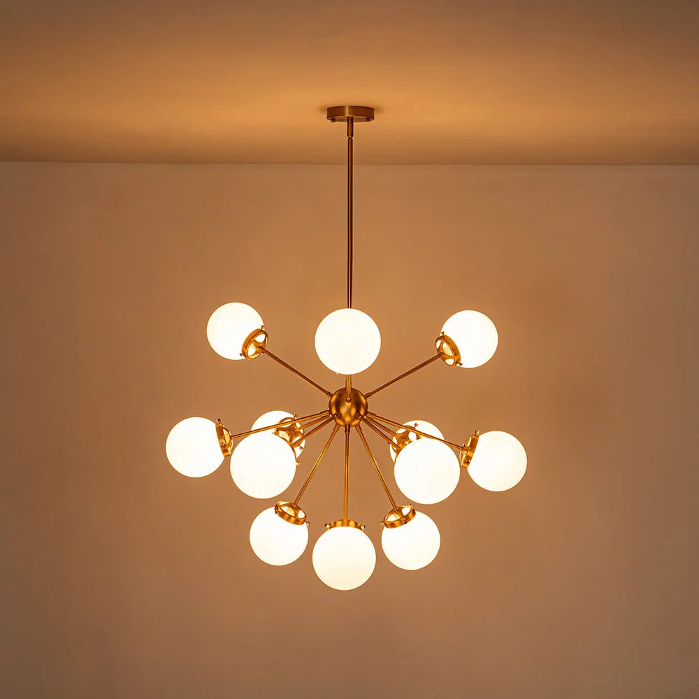 Modern Opal Glass Globe 12-light Sphere Sputnik Chandelier - Image 11