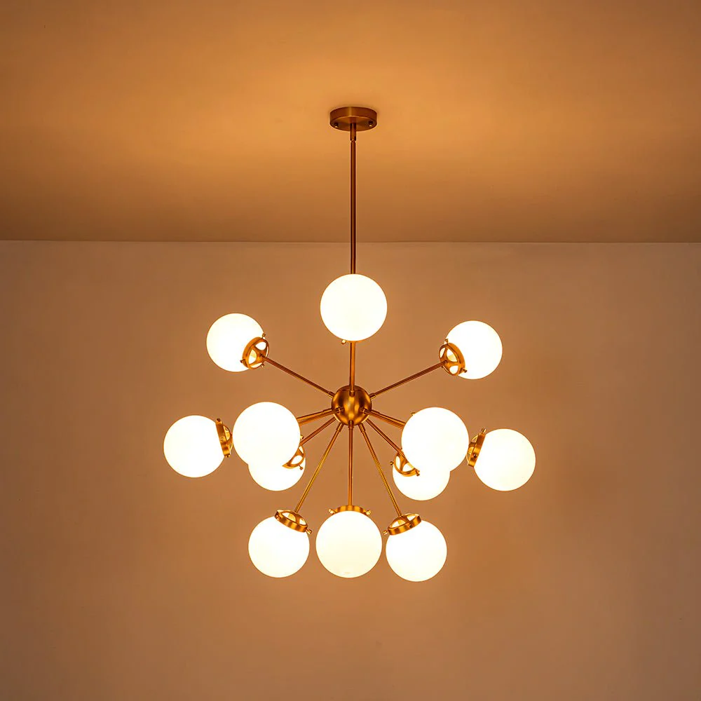 Modern Opal Glass Globe 12-light Sphere Sputnik Chandelier - Image 12