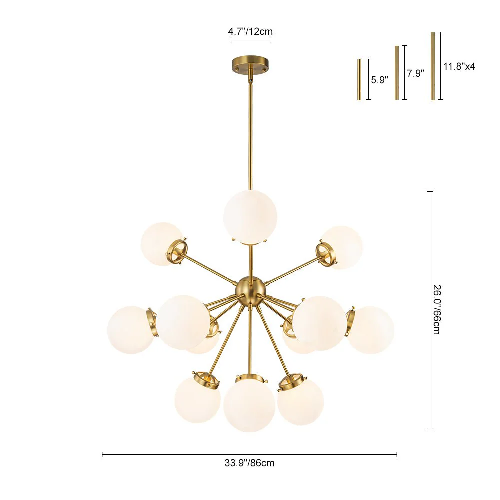 Modern Opal Glass Globe 12-light Sphere Sputnik Chandelier - Image 13