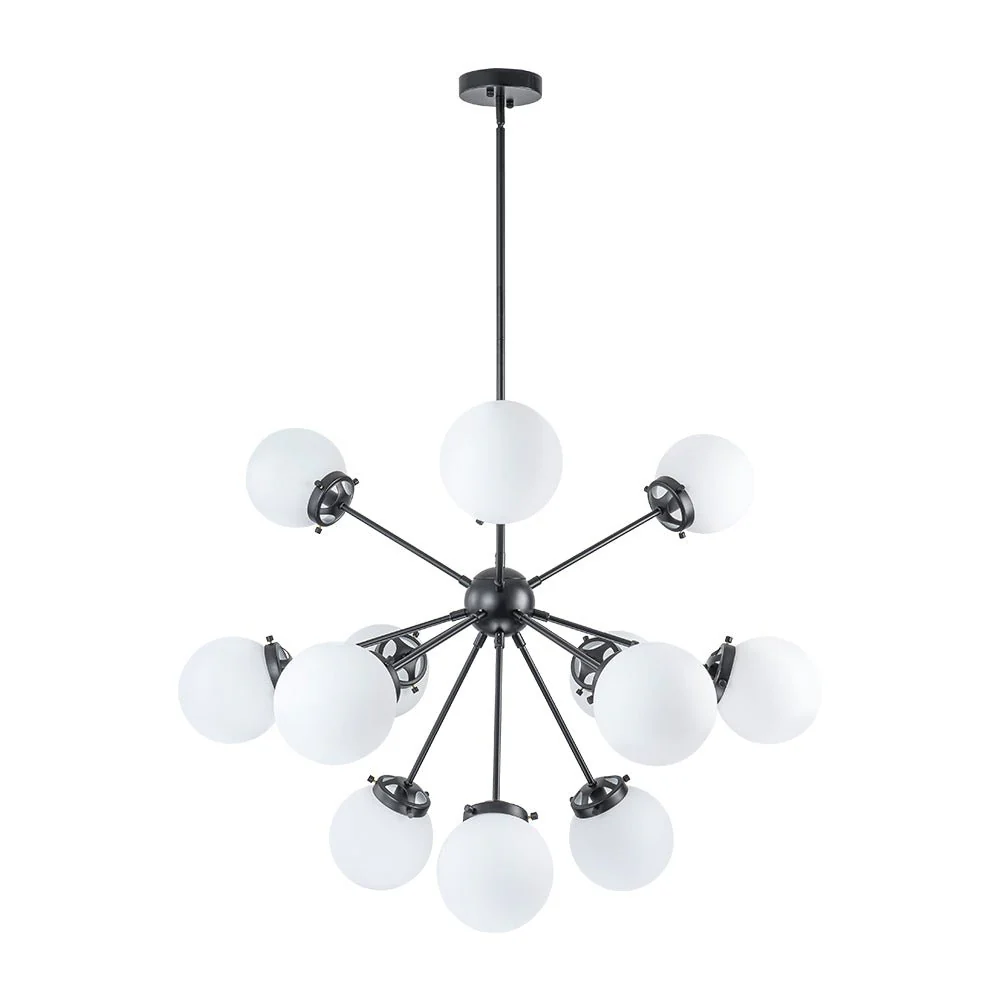Modern Opal Glass Globe 12-light Sphere Sputnik Chandelier - Image 21