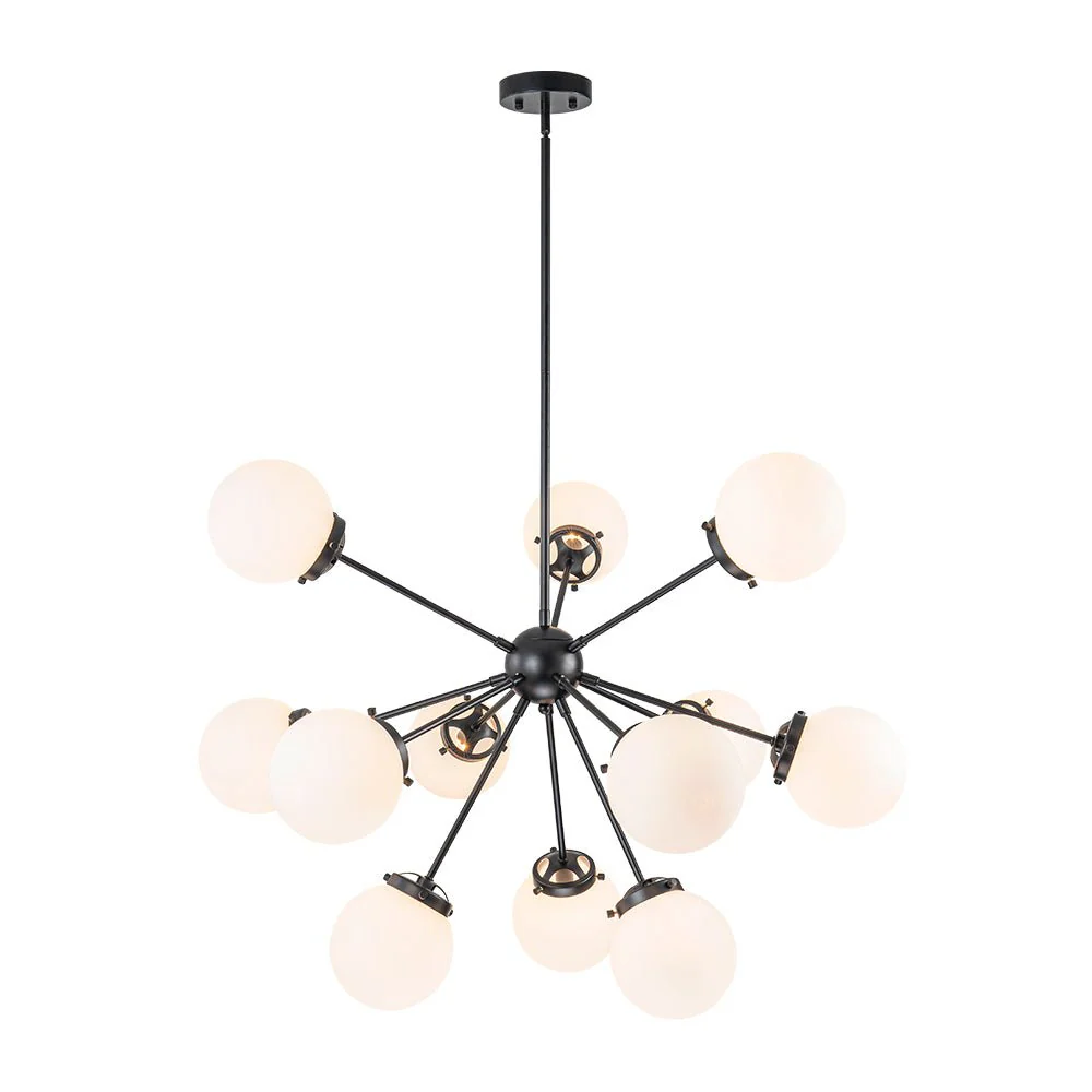 Modern Opal Glass Globe 12-light Sphere Sputnik Chandelier - Image 23