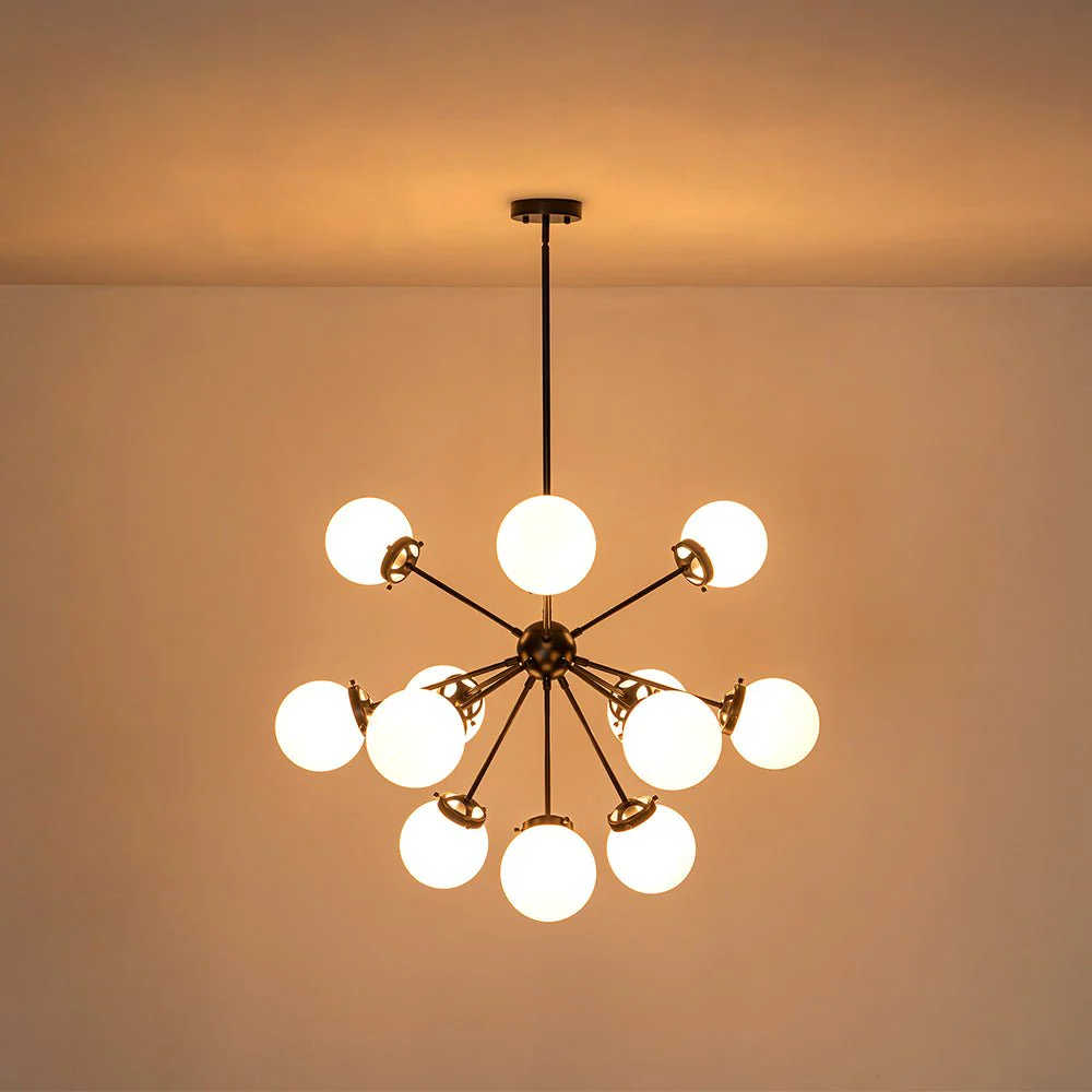 Modern Opal Glass Globe 12-light Sphere Sputnik Chandelier - Image 25
