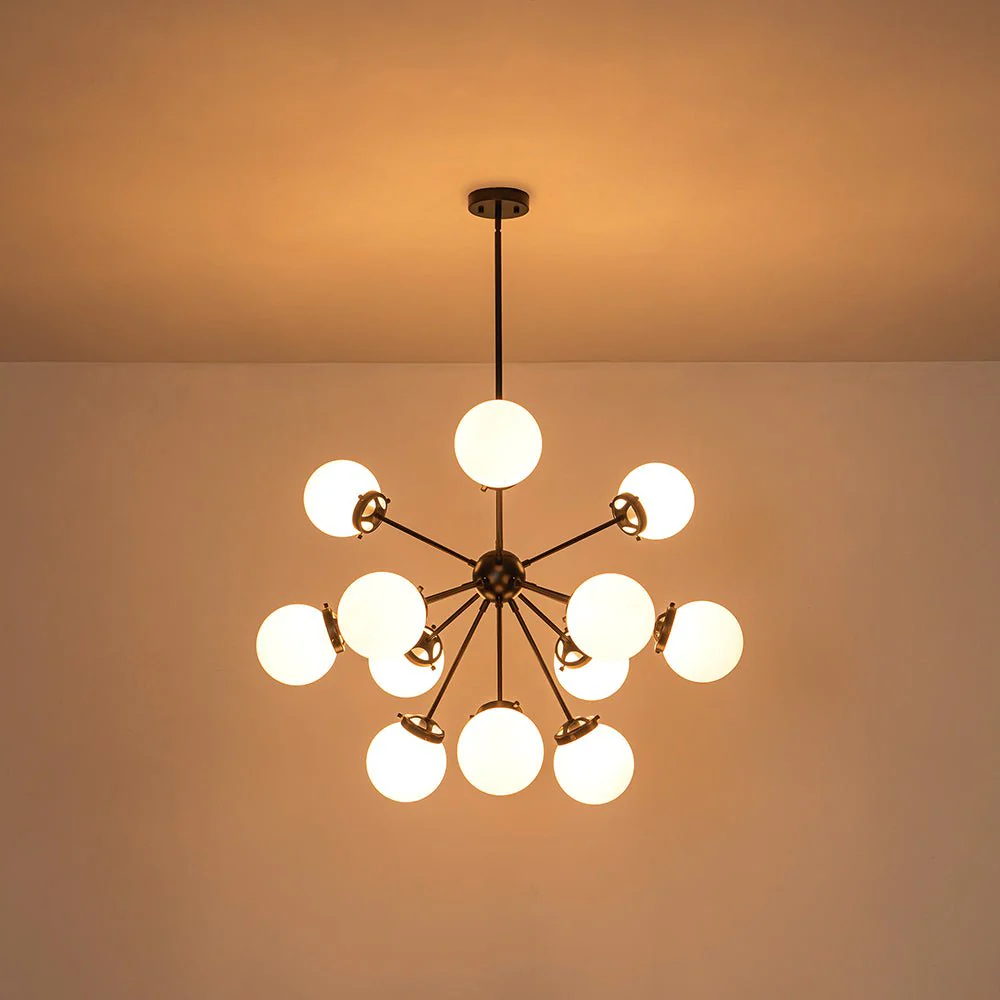 Modern Opal Glass Globe 12-light Sphere Sputnik Chandelier - Image 26