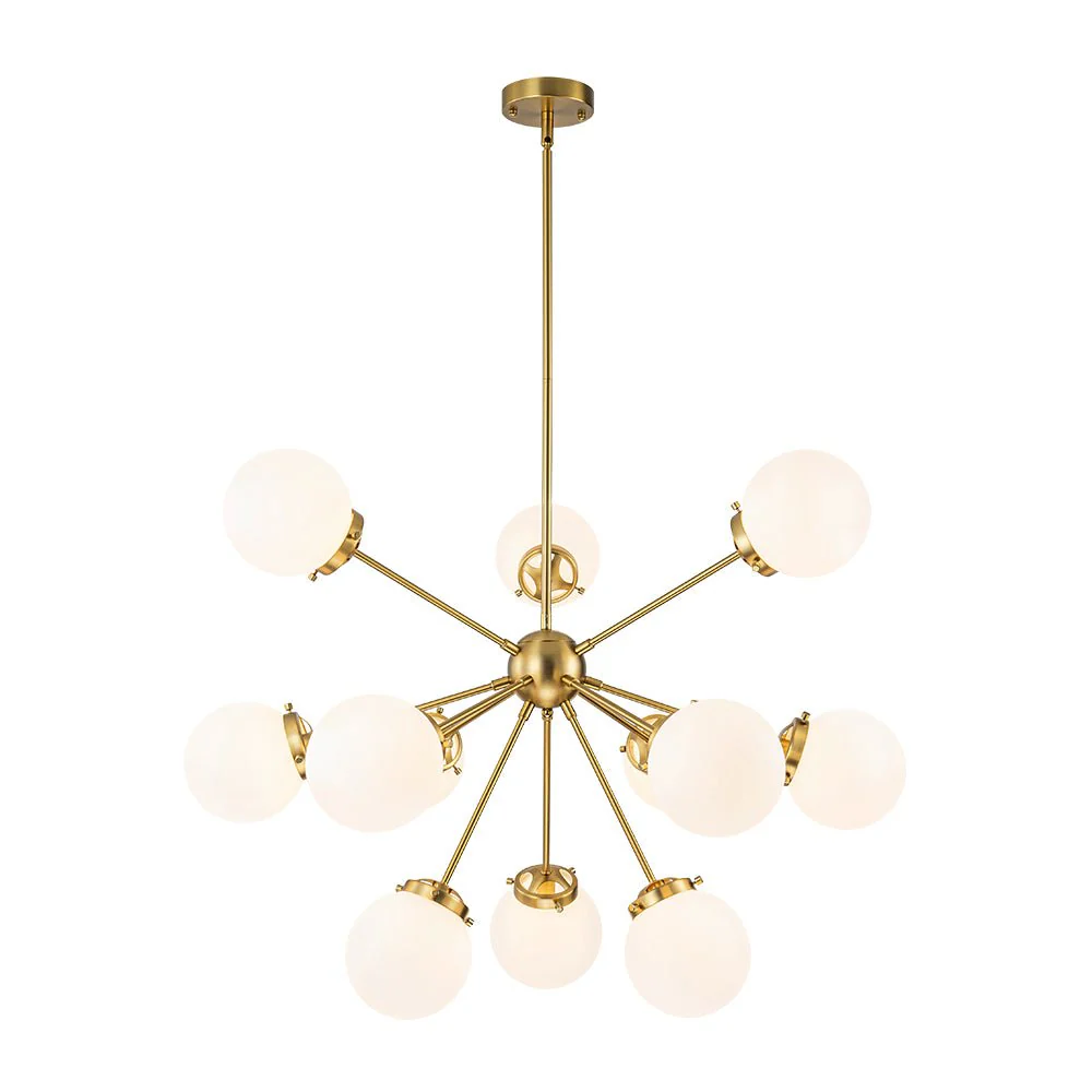 Modern Opal Glass Globe 12-light Sphere Sputnik Chandelier - Image 8