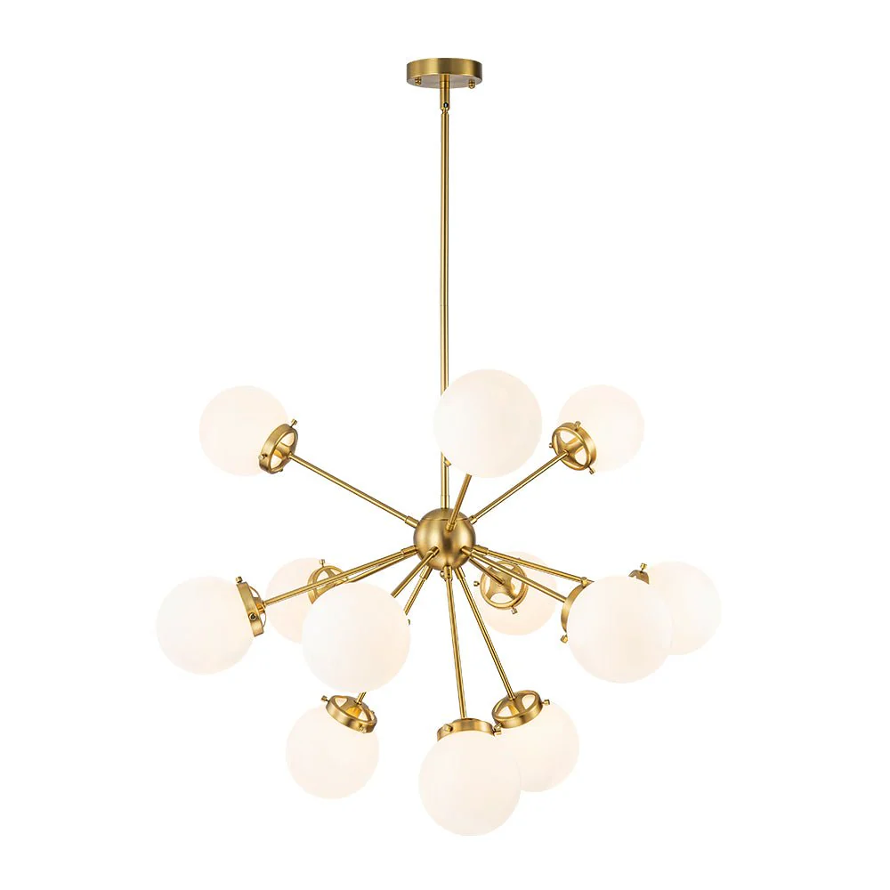 Modern Opal Glass Globe 12-light Sphere Sputnik Chandelier - Image 9