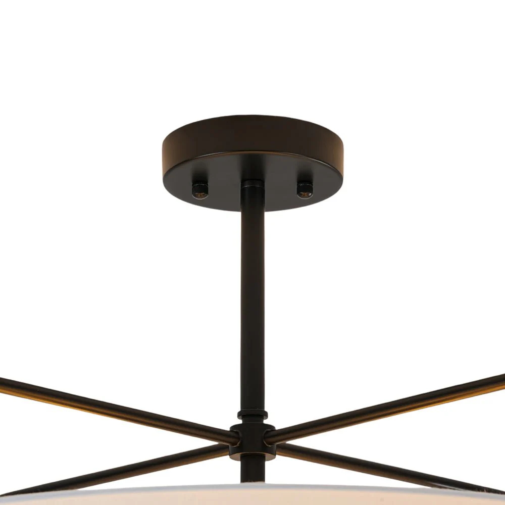 Modern Round White Fabric Drum Cage Semi Flush Mount - Image 10