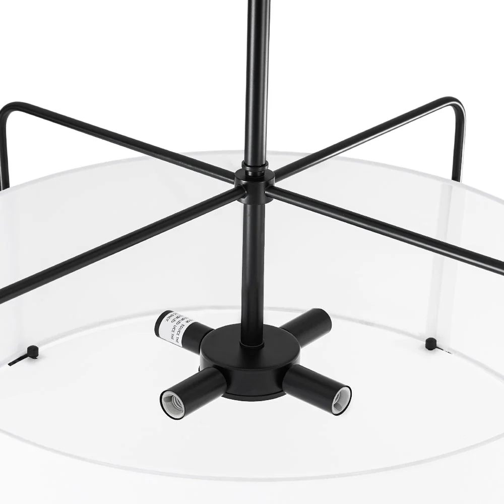 Modern Round White Fabric Drum Cage Semi Flush Mount - Image 13