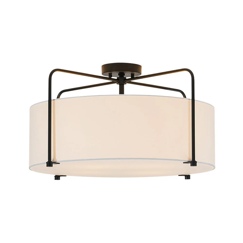 Modern Round White Fabric Drum Cage Semi Flush Mount - Image 4