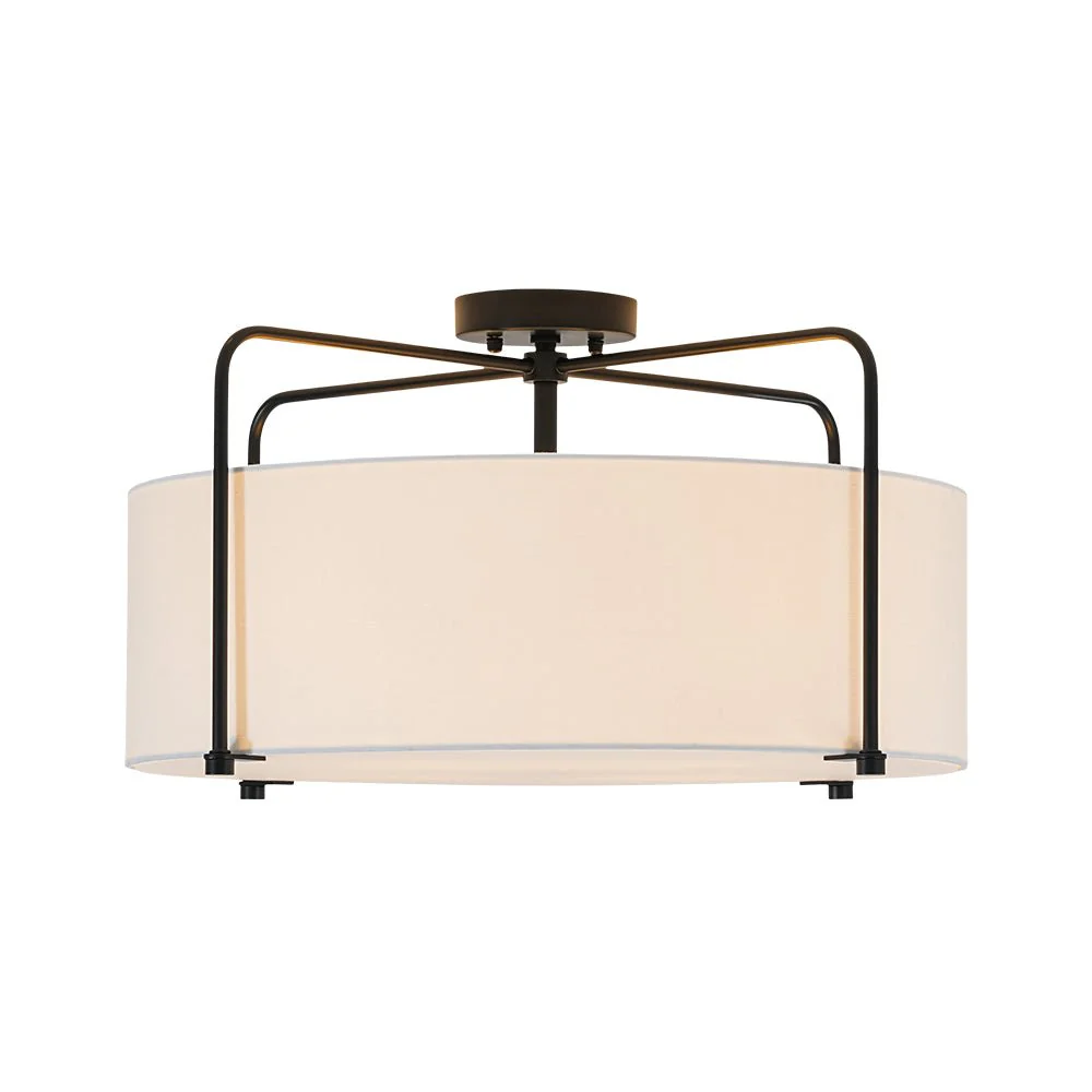Modern Round White Fabric Drum Cage Semi Flush Mount - Image 6