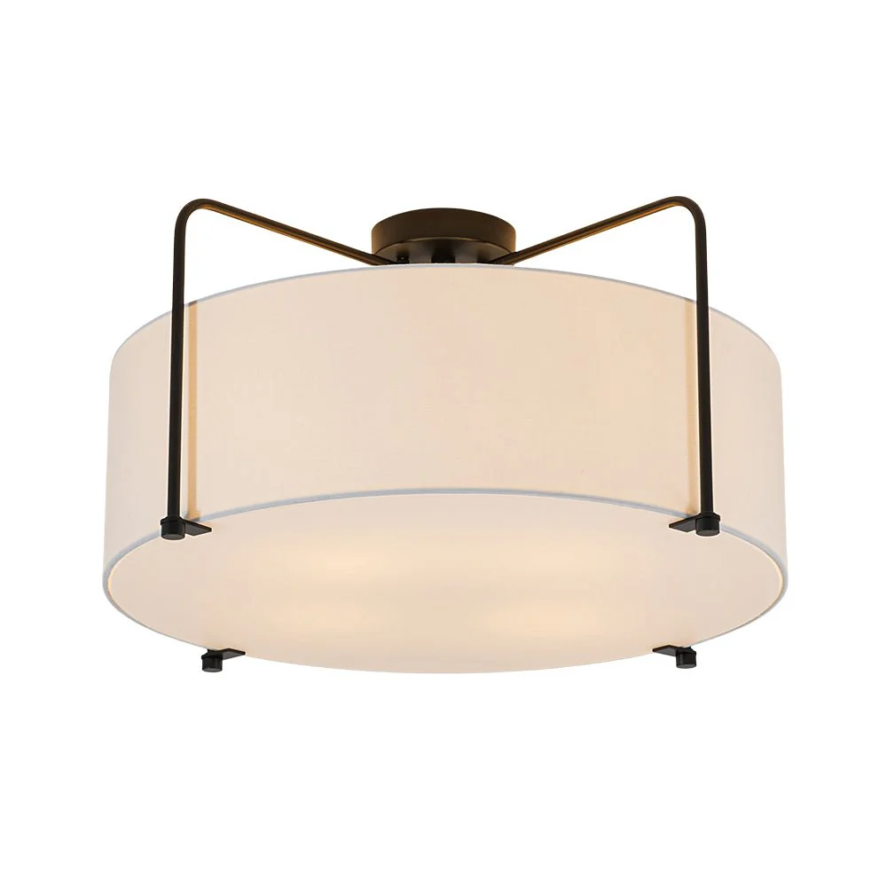 Modern Round White Fabric Drum Cage Semi Flush Mount - Image 8