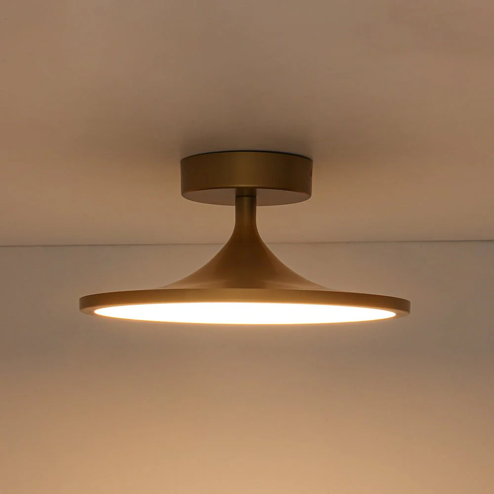 Modern Simple Brass Round Dimmable LED Semi Flush Mount - Image 12