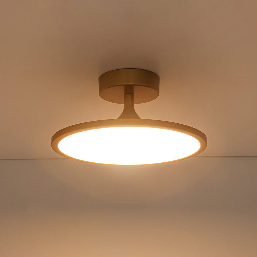 Modern Simple Brass Round Dimmable LED Semi Flush Mount - Image 13