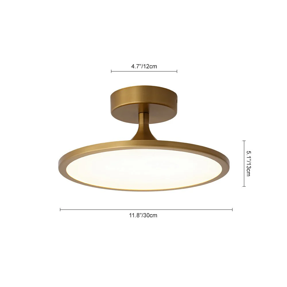 Modern Simple Brass Round Dimmable LED Semi Flush Mount - Image 14