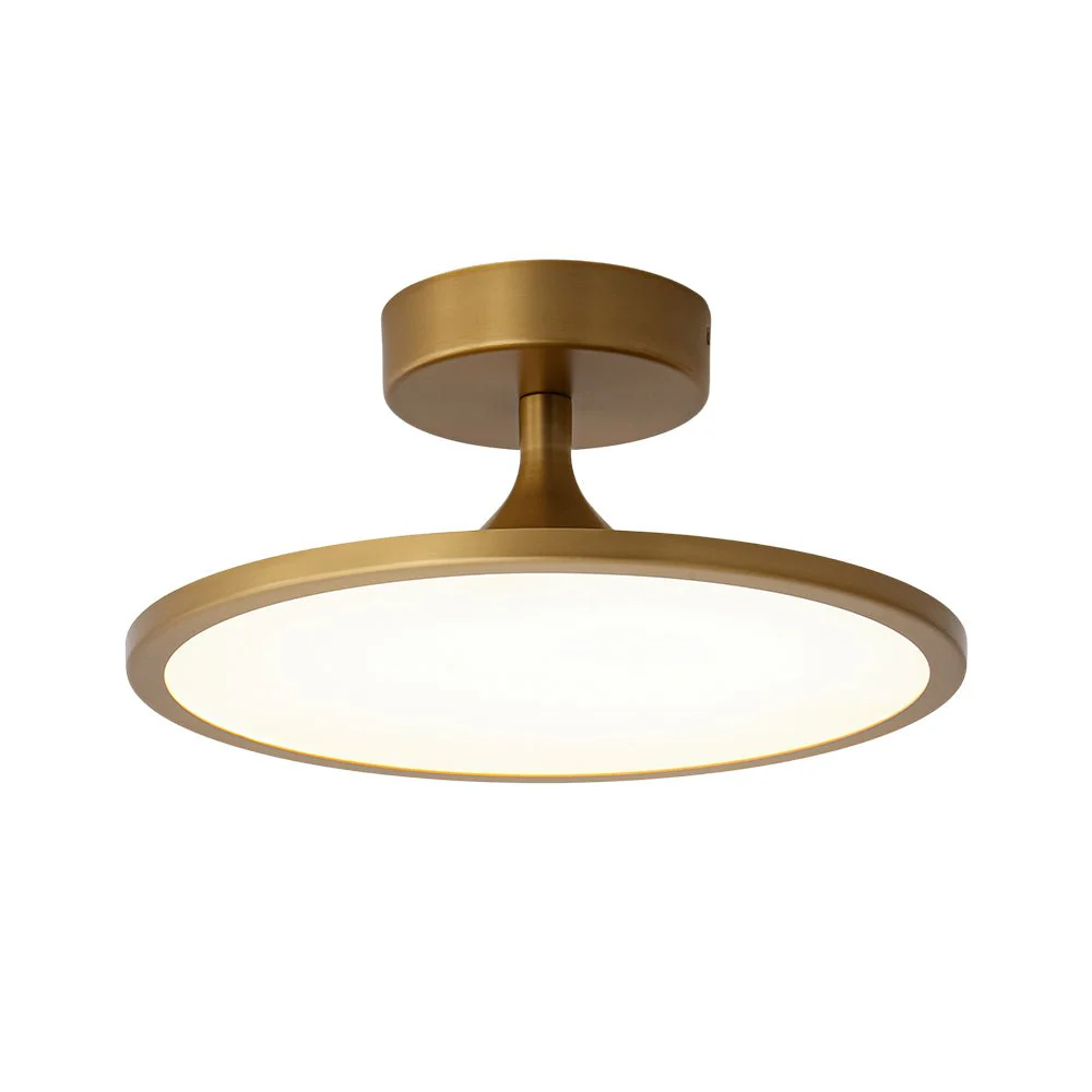 Modern Simple Brass Round Dimmable LED Semi Flush Mount - Image 3