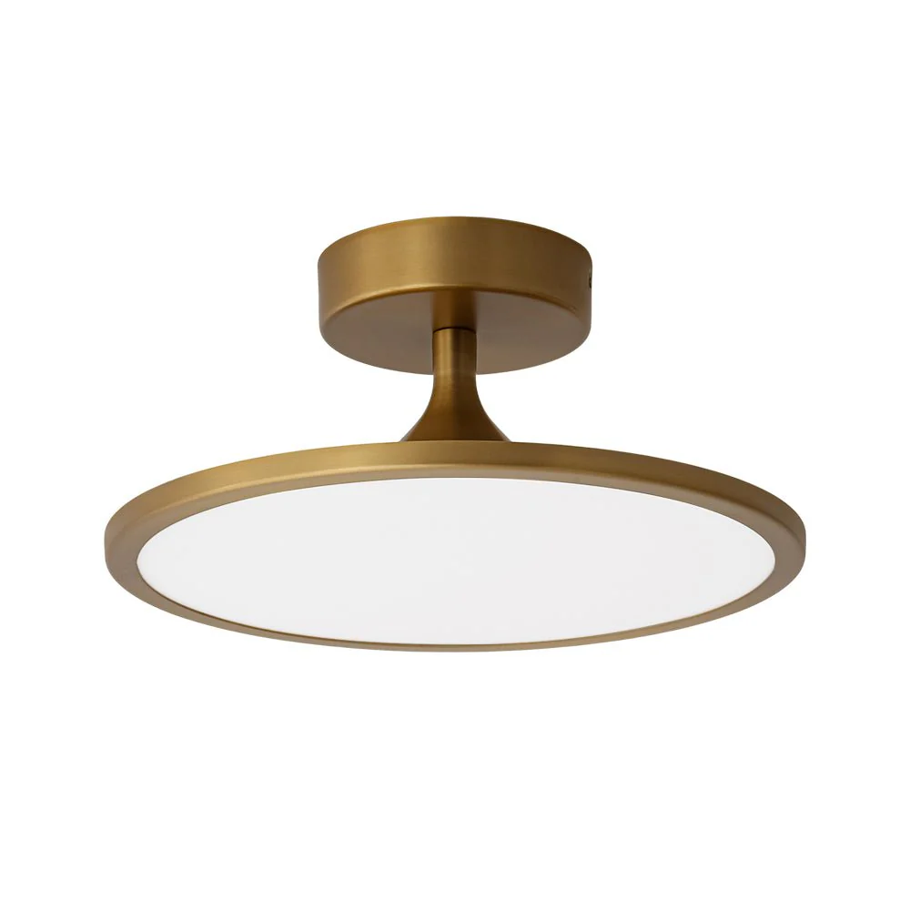 Modern Simple Brass Round Dimmable LED Semi Flush Mount - Image 4