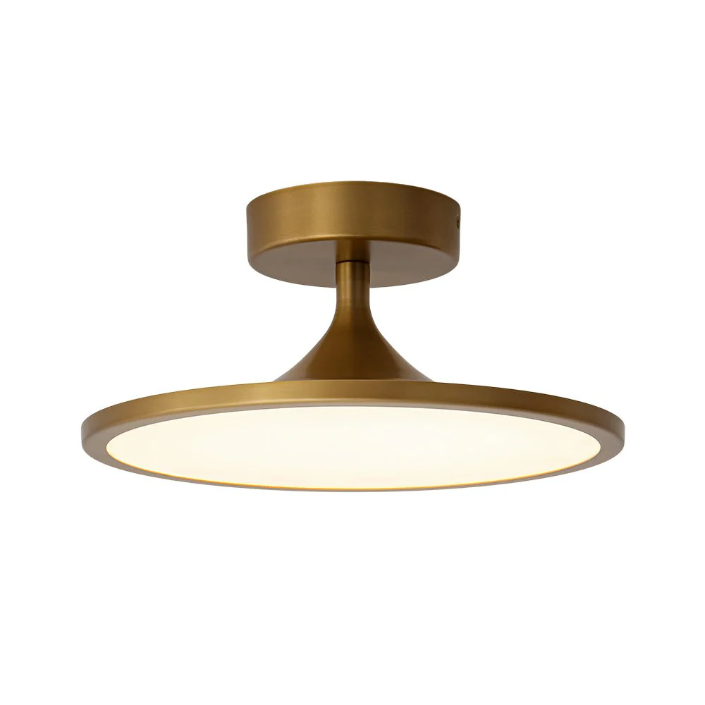 Modern Simple Brass Round Dimmable LED Semi Flush Mount - Image 6