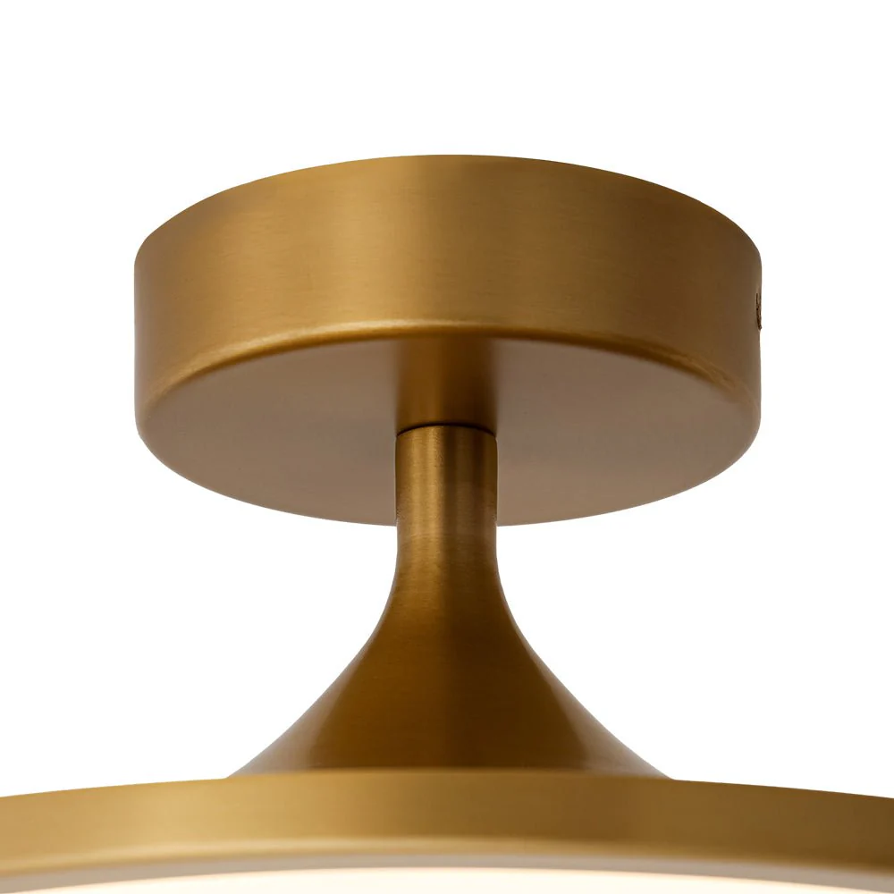 Modern Simple Brass Round Dimmable LED Semi Flush Mount - Image 7