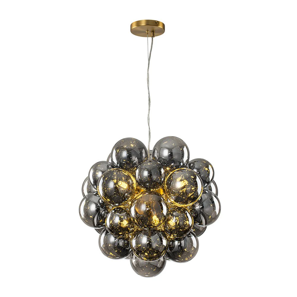 Moody Luxe Cluster Smoked Glass Bubble Sphere Chandelier - Image 10