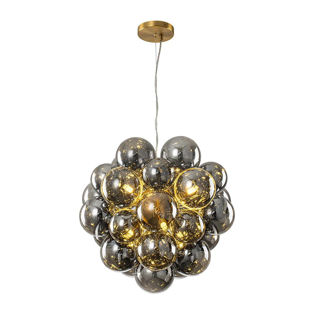 Moody Luxe Cluster Smoked Glass Bubble Sphere Chandelier - Image 11