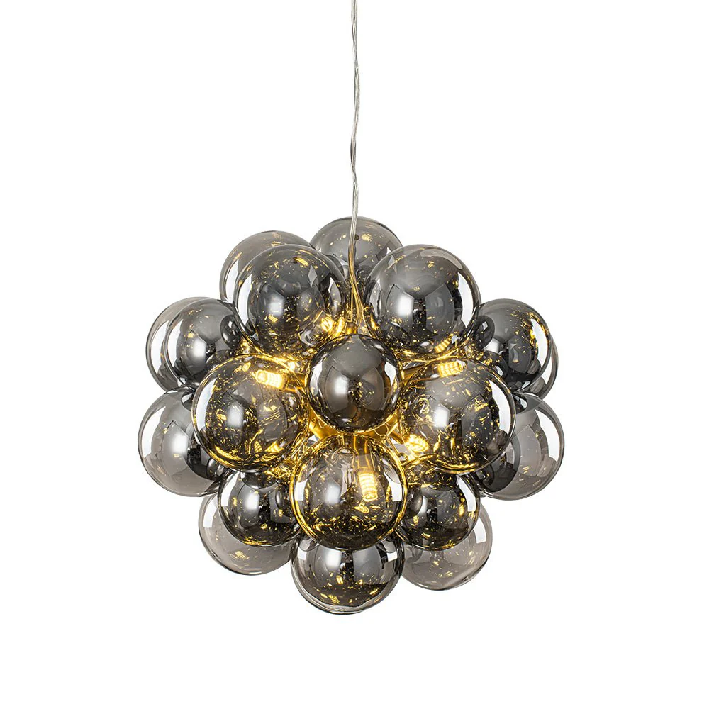Moody Luxe Cluster Smoked Glass Bubble Sphere Chandelier - Image 12