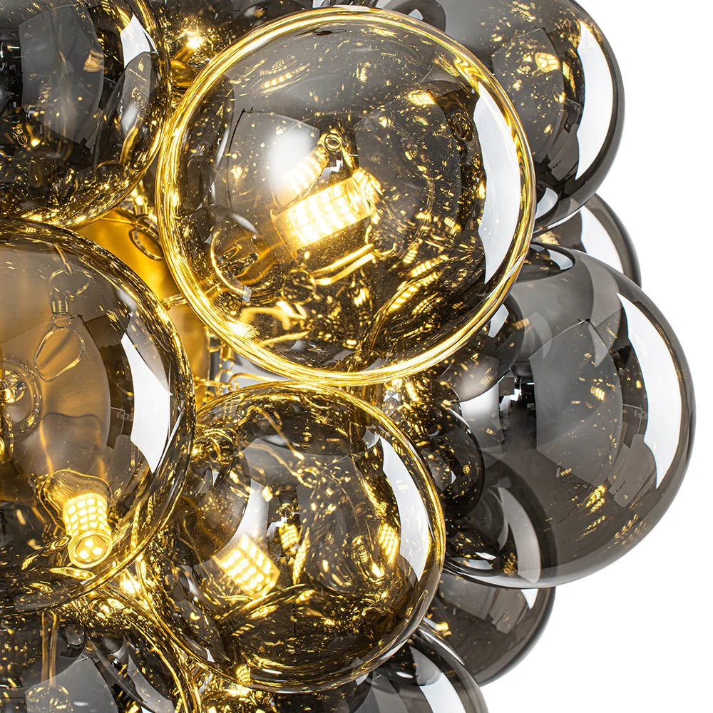 Moody Luxe Cluster Smoked Glass Bubble Sphere Chandelier - Image 13