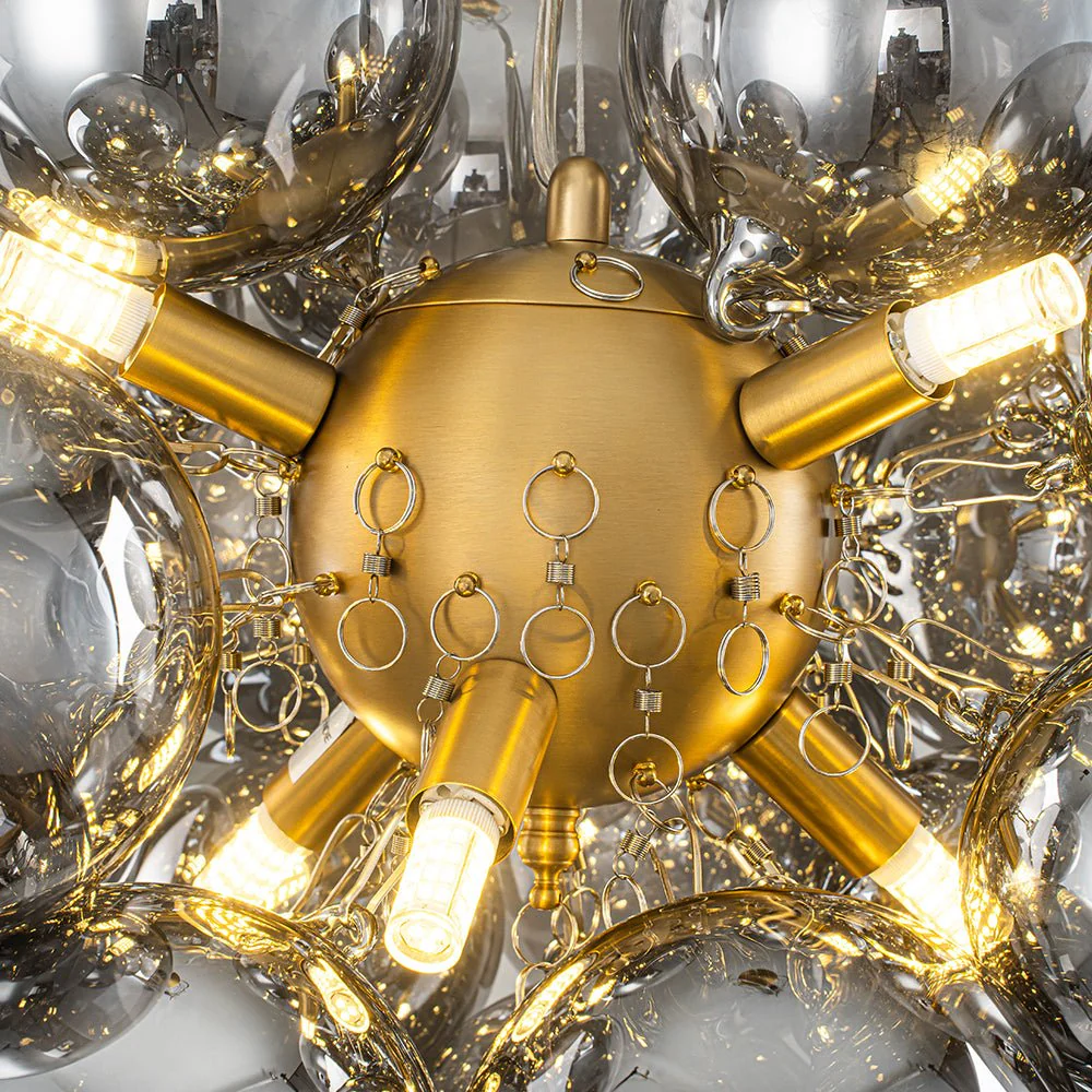 Moody Luxe Cluster Smoked Glass Bubble Sphere Chandelier - Image 15