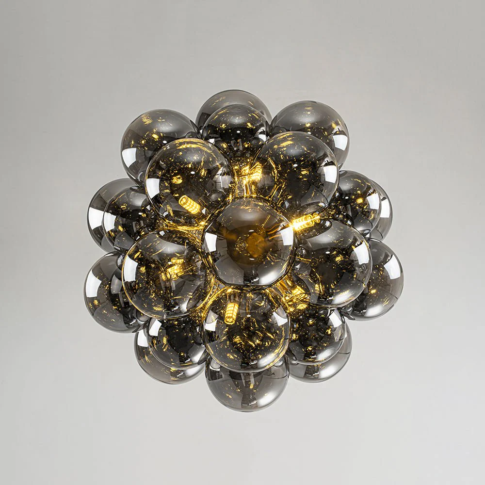 Moody Luxe Cluster Smoked Glass Bubble Sphere Chandelier - Image 17