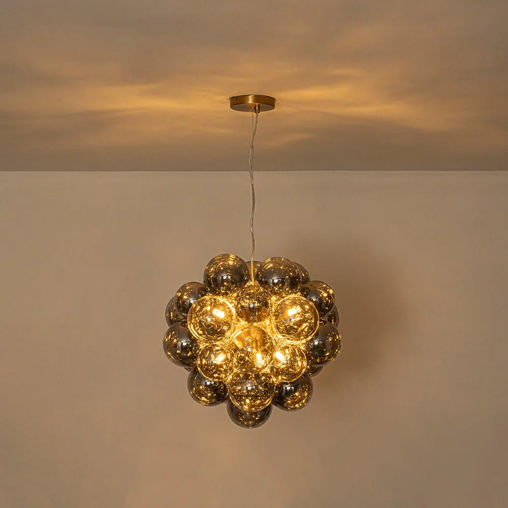 Moody Luxe Cluster Smoked Glass Bubble Sphere Chandelier - Image 5
