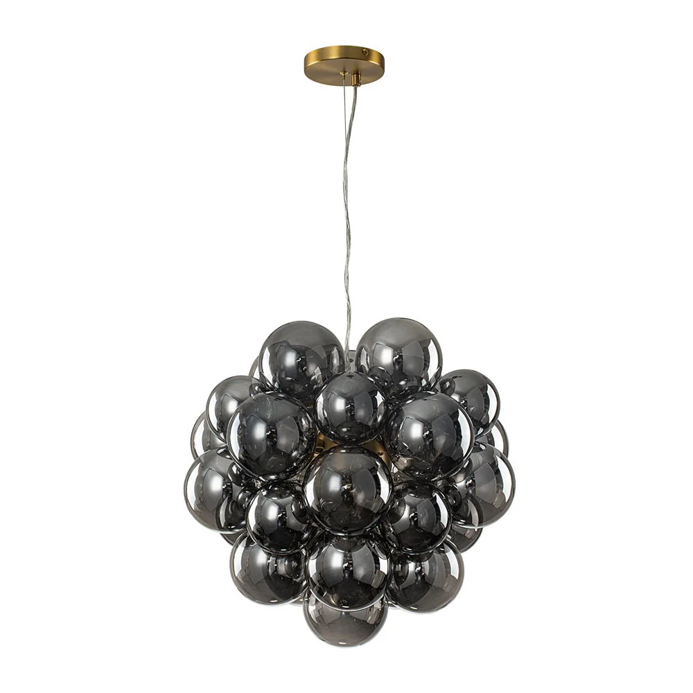 Moody Luxe Cluster Smoked Glass Bubble Sphere Chandelier - Image 7