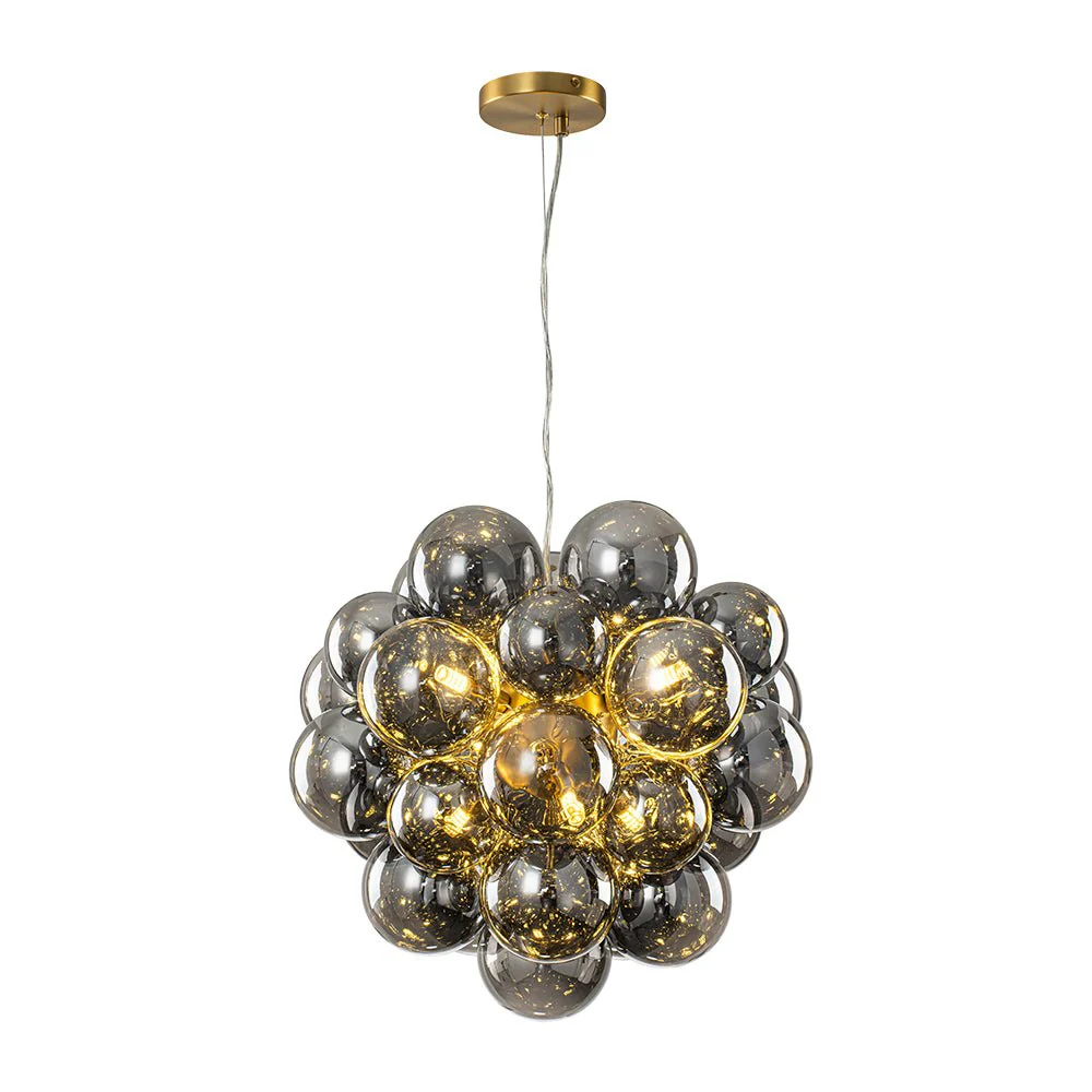 Moody Luxe Cluster Smoked Glass Bubble Sphere Chandelier - Image 8