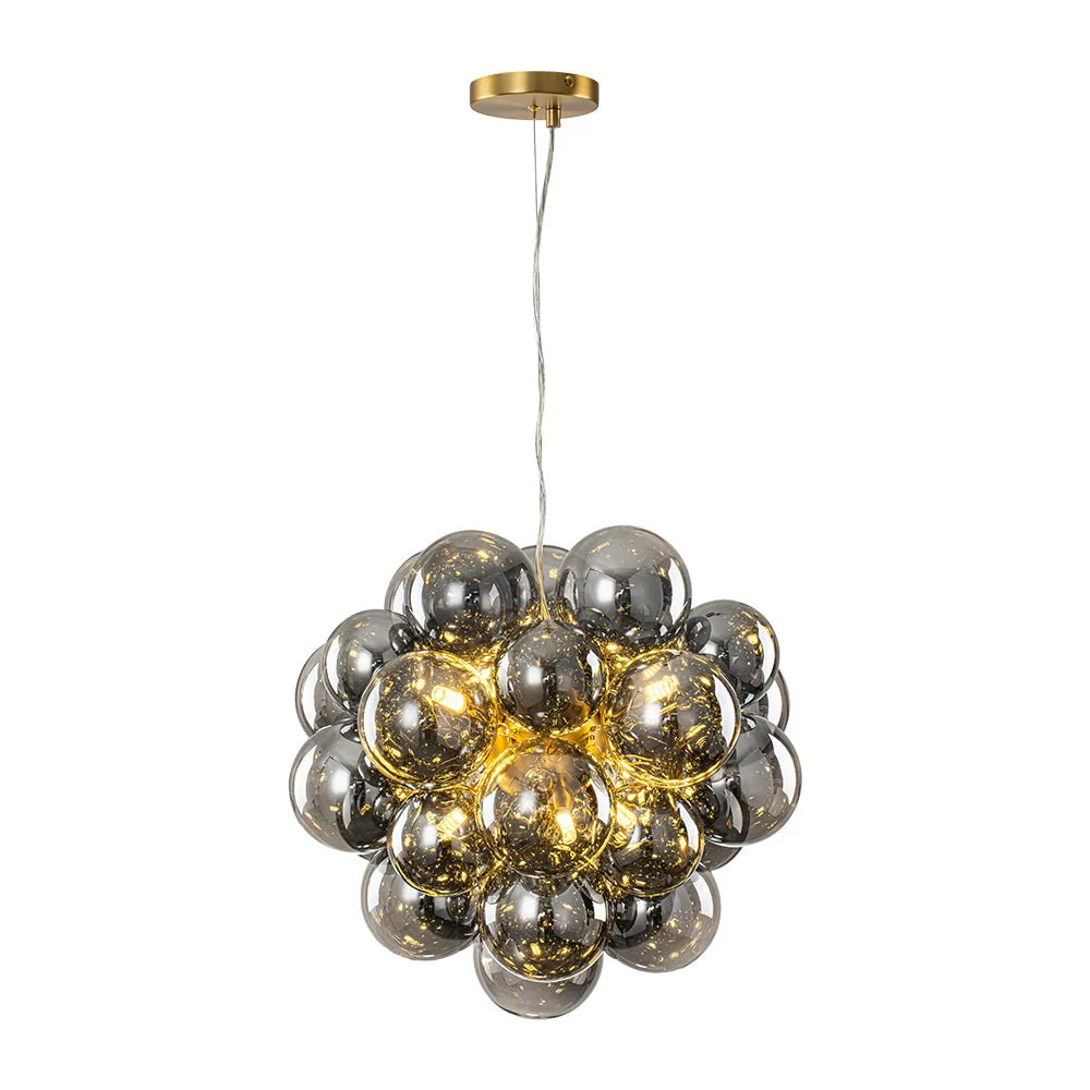 Moody Luxe Cluster Smoked Glass Bubble Sphere Chandelier - Image 9