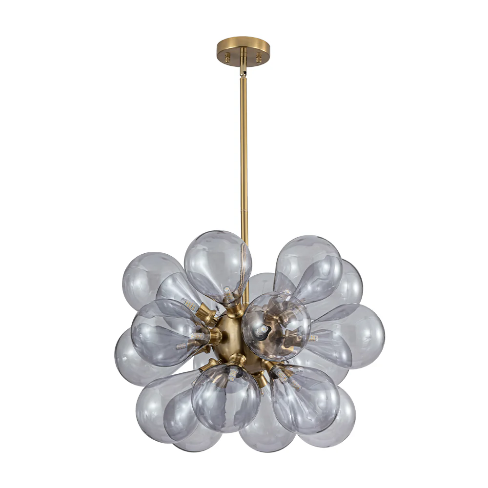 Morandi 18-Light Cluster Lavender Gray Glass Bubble Chandelier - Image 10