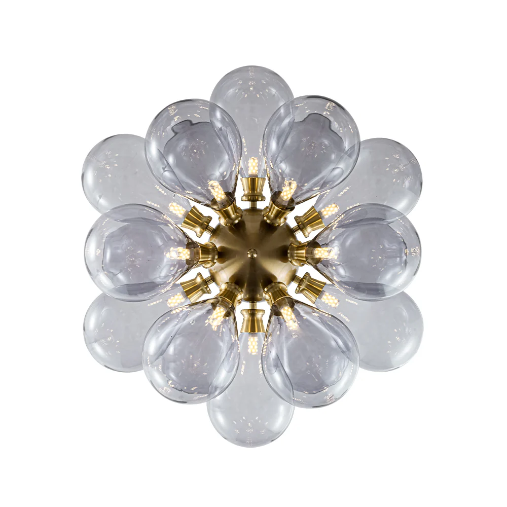 Morandi 18-Light Cluster Lavender Gray Glass Bubble Chandelier - Image 11