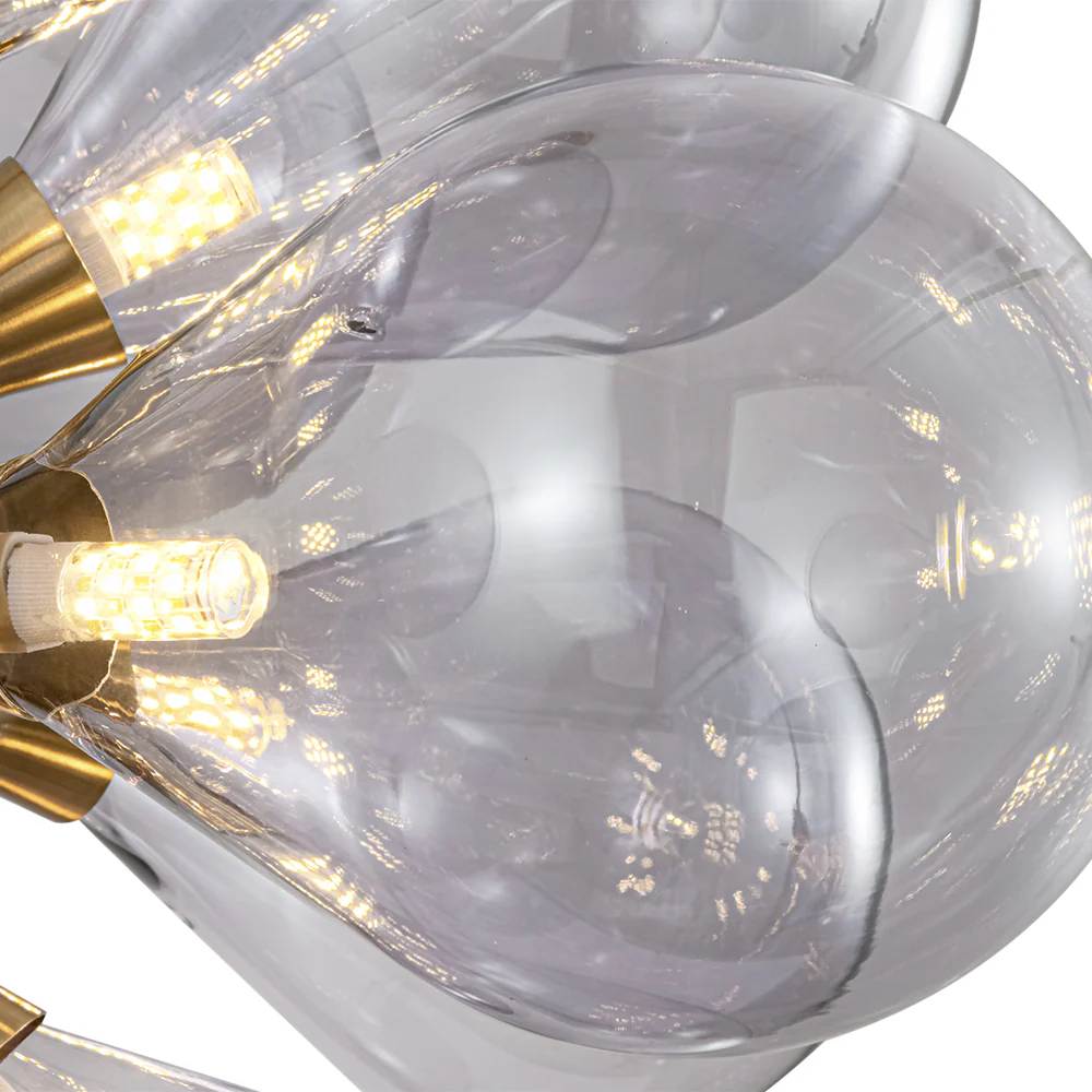 Morandi 18-Light Cluster Lavender Gray Glass Bubble Chandelier - Image 12