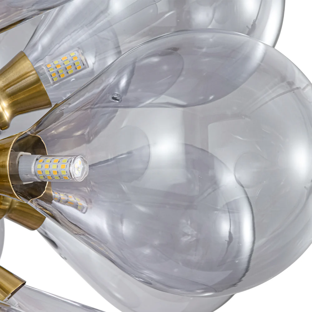 Morandi 18-Light Cluster Lavender Gray Glass Bubble Chandelier - Image 13