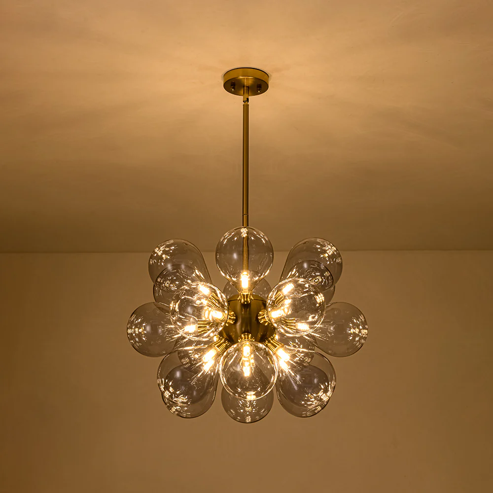 Morandi 18-Light Cluster Lavender Gray Glass Bubble Chandelier - Image 15