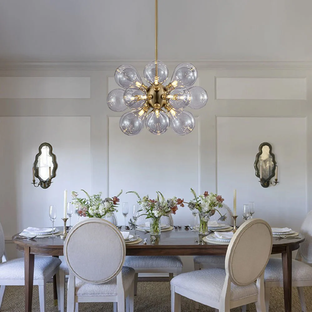 Morandi 18-Light Cluster Lavender Gray Glass Bubble Chandelier - Image 3