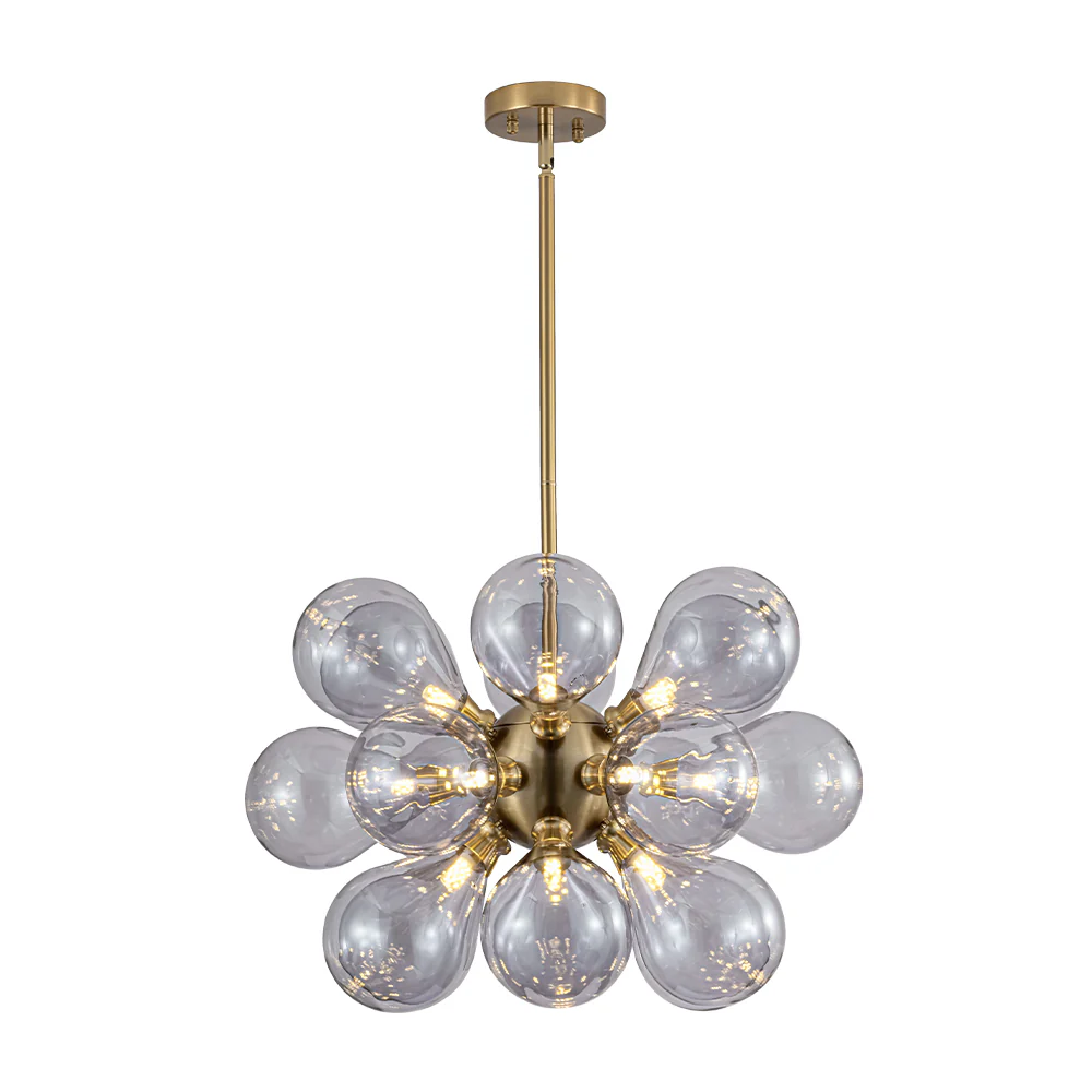 Morandi 18-Light Cluster Lavender Gray Glass Bubble Chandelier - Image 5