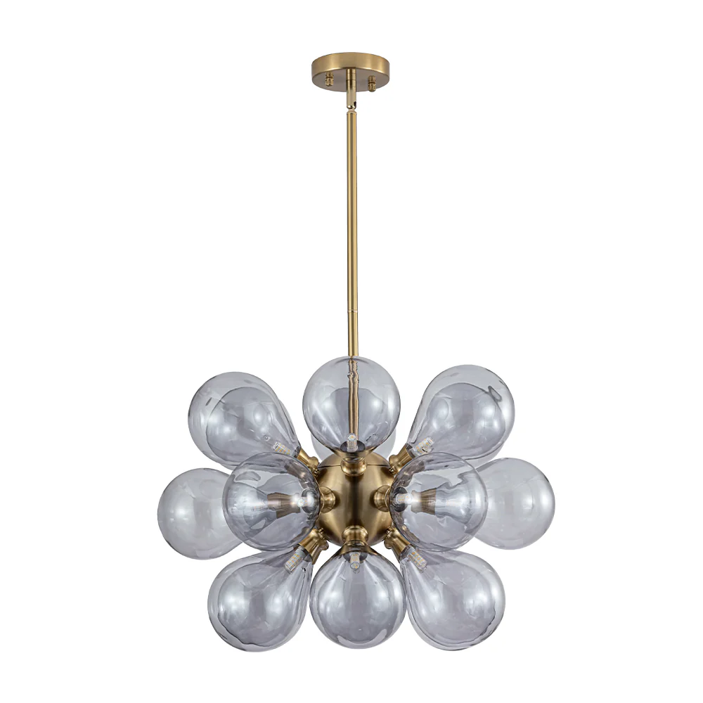 Morandi 18-Light Cluster Lavender Gray Glass Bubble Chandelier - Image 6