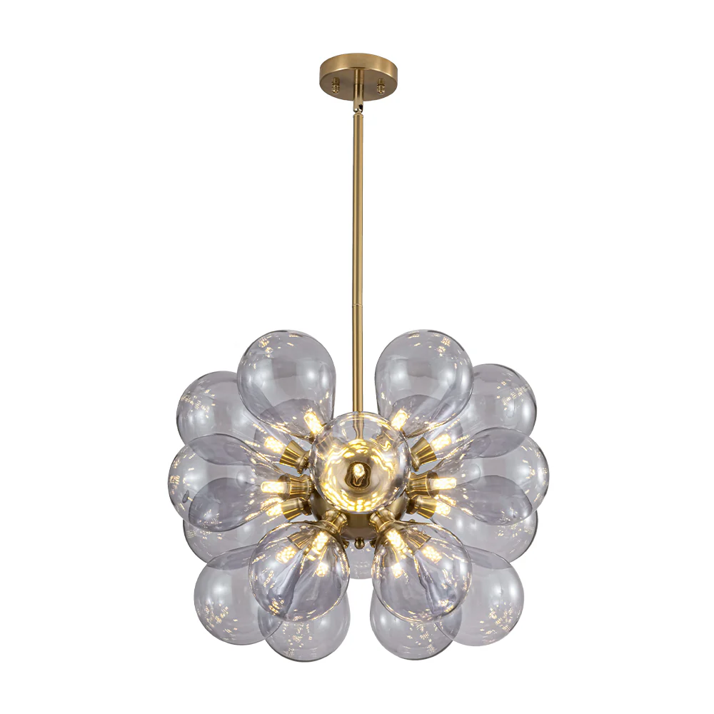 Morandi 18-Light Cluster Lavender Gray Glass Bubble Chandelier - Image 7