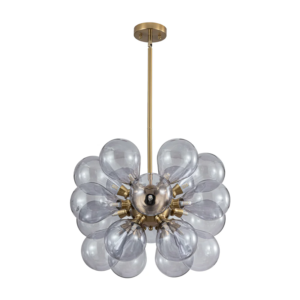 Morandi 18-Light Cluster Lavender Gray Glass Bubble Chandelier - Image 8