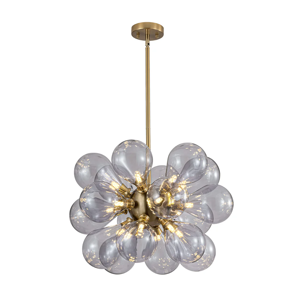 Morandi 18-Light Cluster Lavender Gray Glass Bubble Chandelier - Image 9