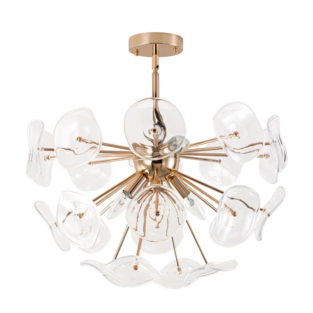 Morning Glory Glass Bloom Sunburst Semi Flush Chandelier - Image 4