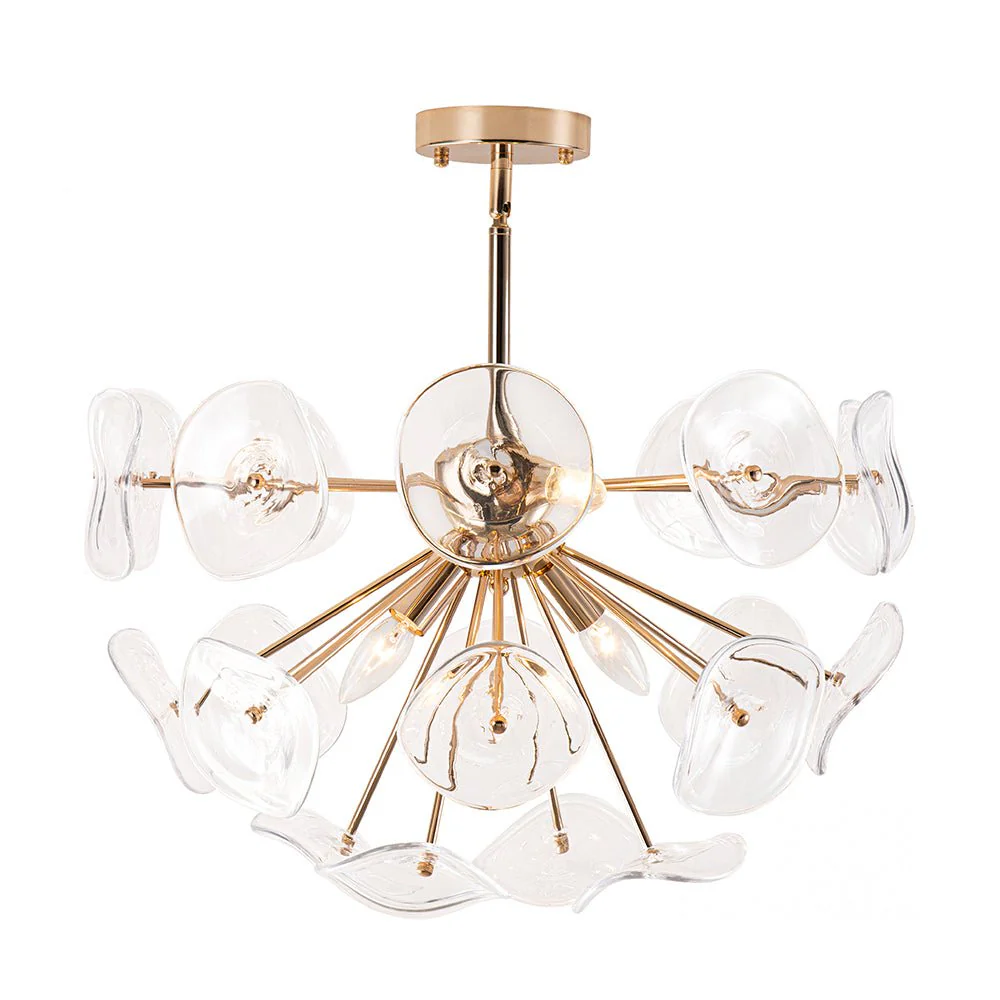 Morning Glory Glass Bloom Sunburst Semi Flush Chandelier - Image 5