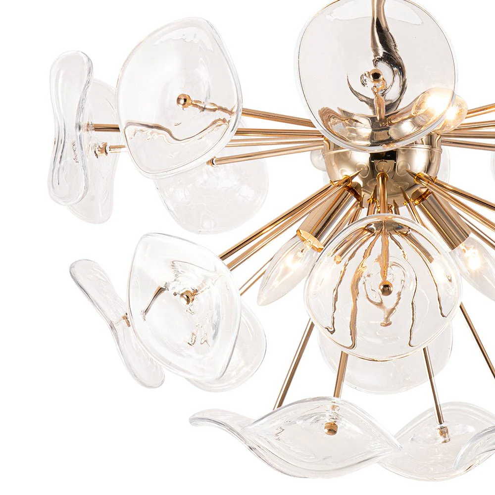 Morning Glory Glass Bloom Sunburst Semi Flush Chandelier - Image 6